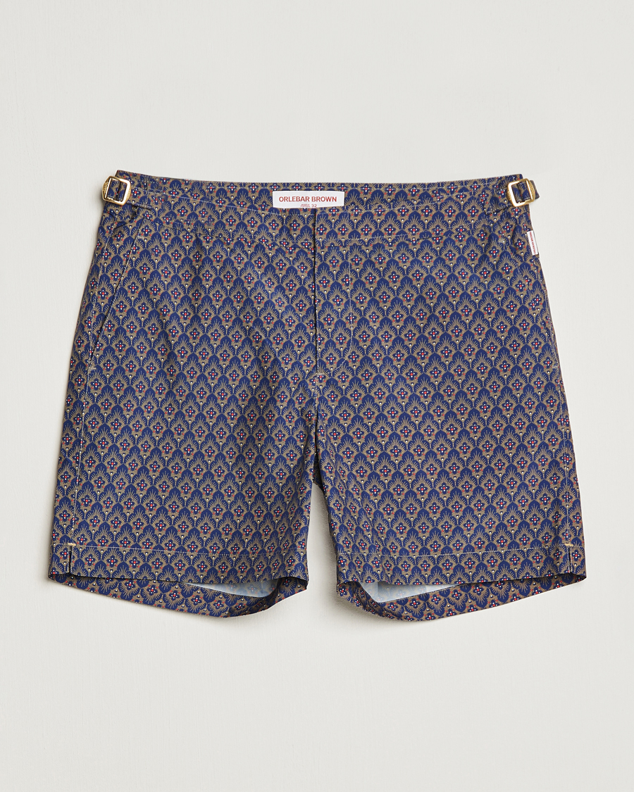Herren | Badehosen | Orlebar Brown | Bulldog Sunny Deco Printed Swimshorts Midnight Navy