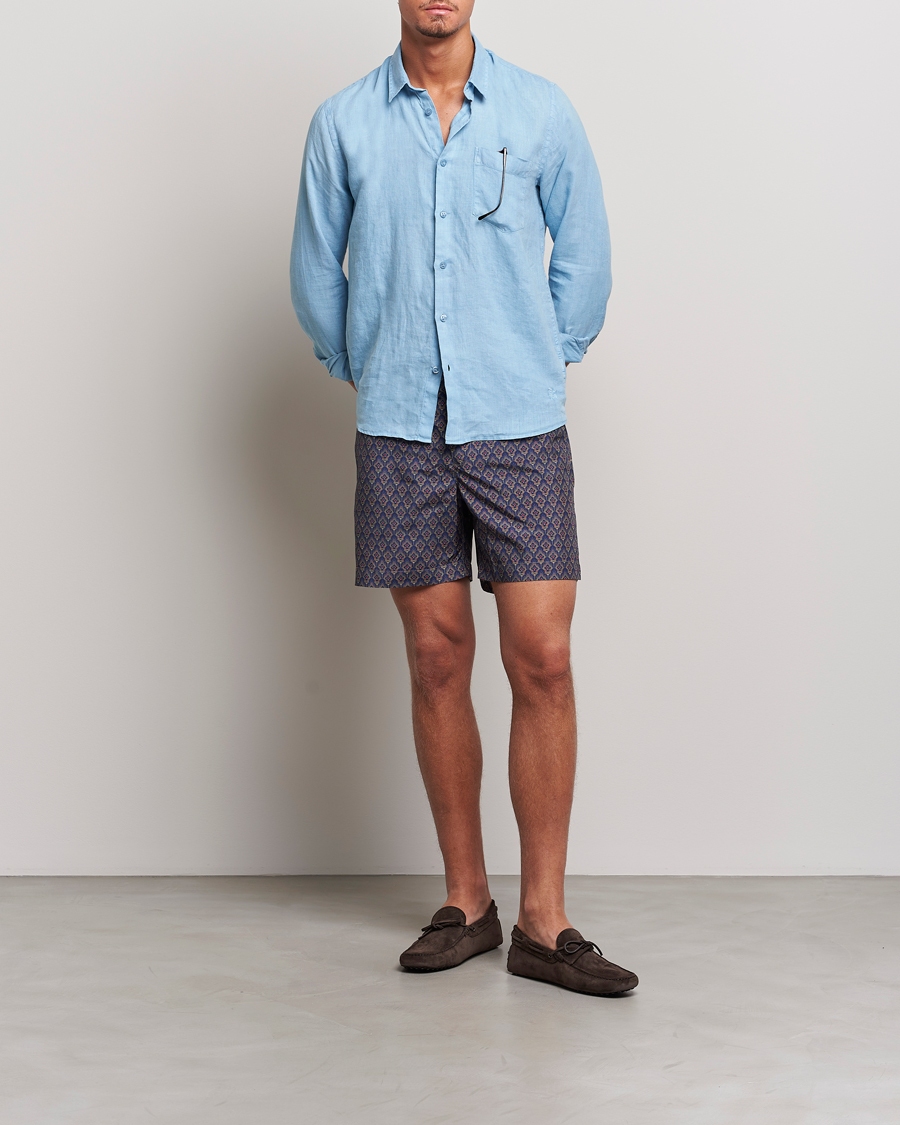 Herren | Badehosen | Orlebar Brown | Bulldog Sunny Deco Printed Swimshorts Midnight Navy