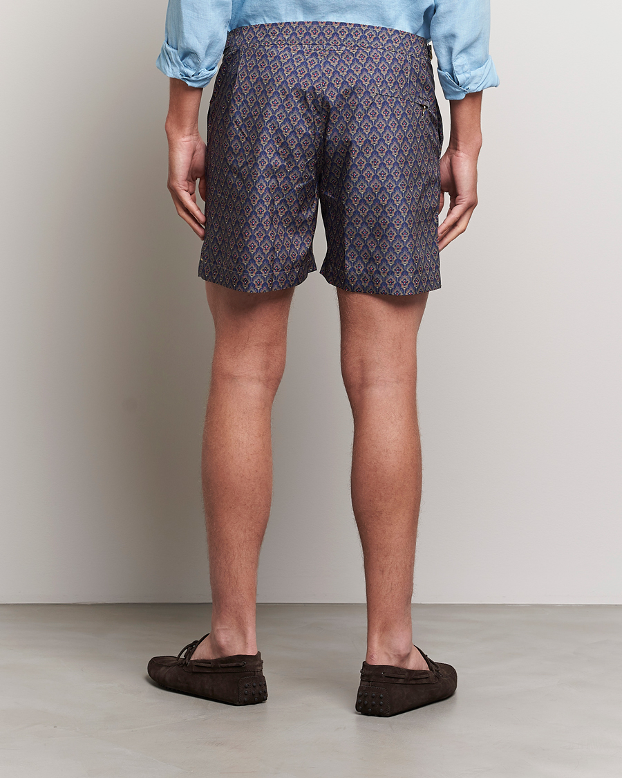 Herren | Badehosen | Orlebar Brown | Bulldog Sunny Deco Printed Swimshorts Midnight Navy
