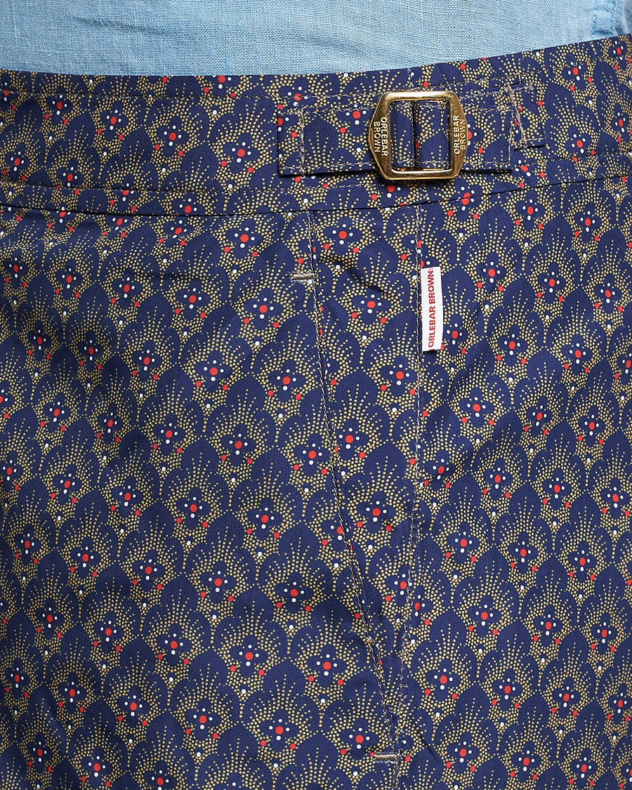 Herren | Badehosen | Orlebar Brown | Bulldog Sunny Deco Printed Swimshorts Midnight Navy