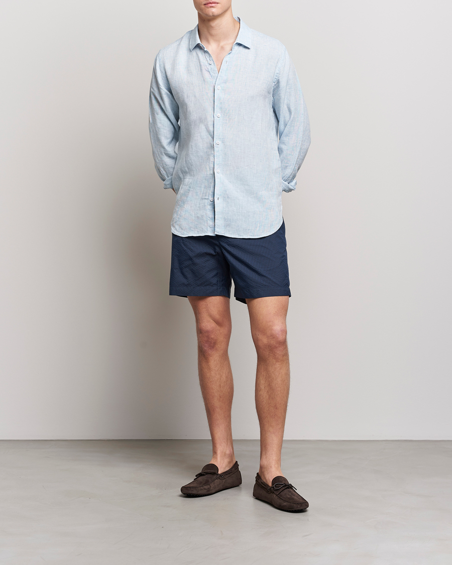 Herren | Badehosen | Orlebar Brown | Bulldog Tonal Seersucker Swimshorts Night Iris