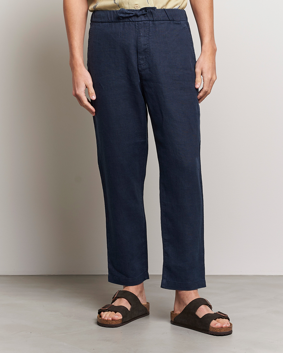 Herren | Hosen | NN07 | Keith Drawstring Linen Trousers Navy