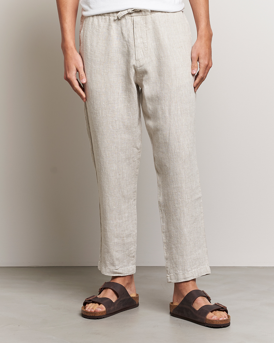 Herren | Hosen | NN07 | Keith Drawstring Linen Trousers Oat