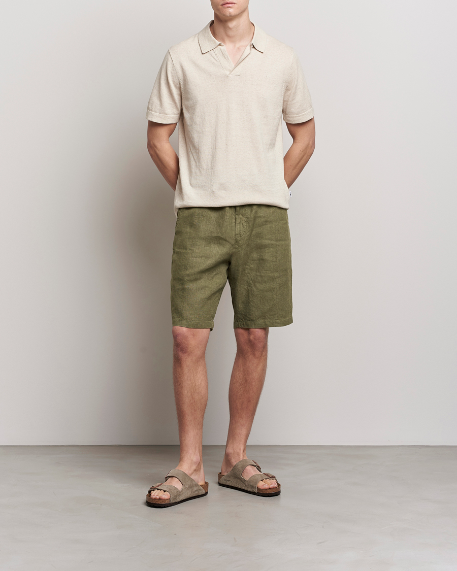 Herren | Shorts | NN07 | Keith Drawstring Linen Shorts Army