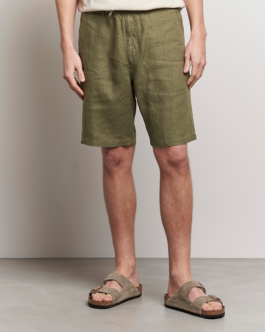 Herren | Shorts | NN07 | Keith Drawstring Linen Shorts Army