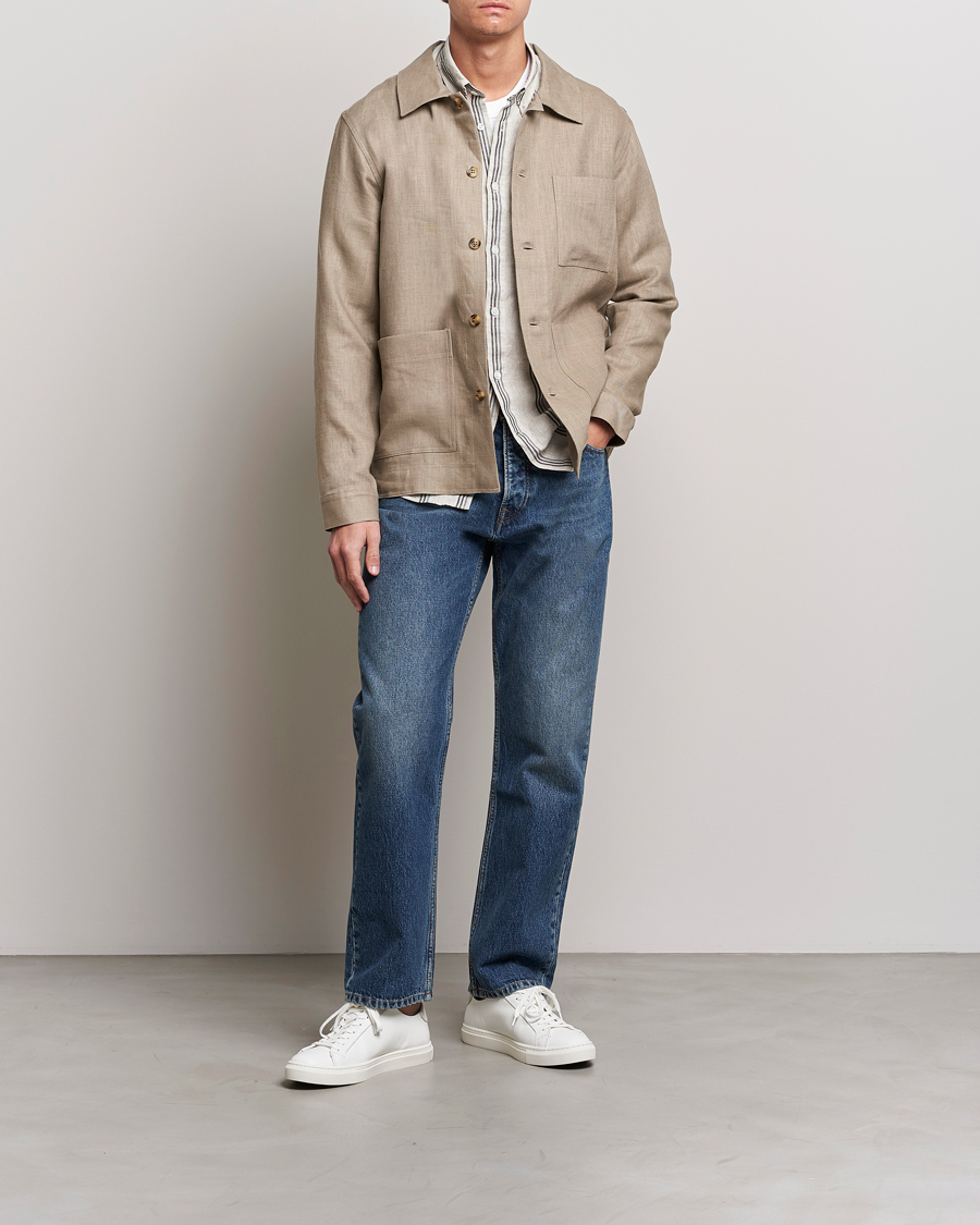 Herren | Hemden | NN07 | Olav Linen Overshirt Greige