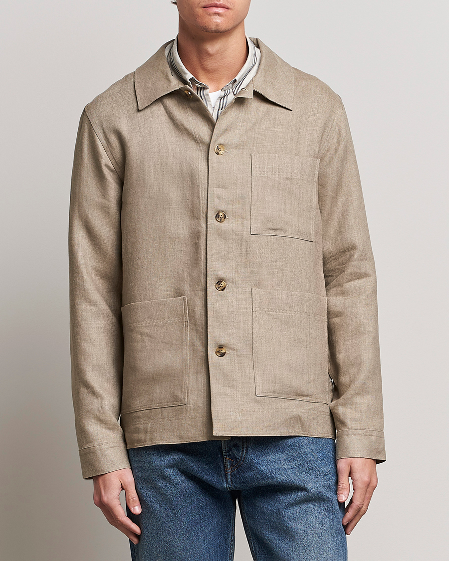 Herren | Hemden | NN07 | Olav Linen Overshirt Greige
