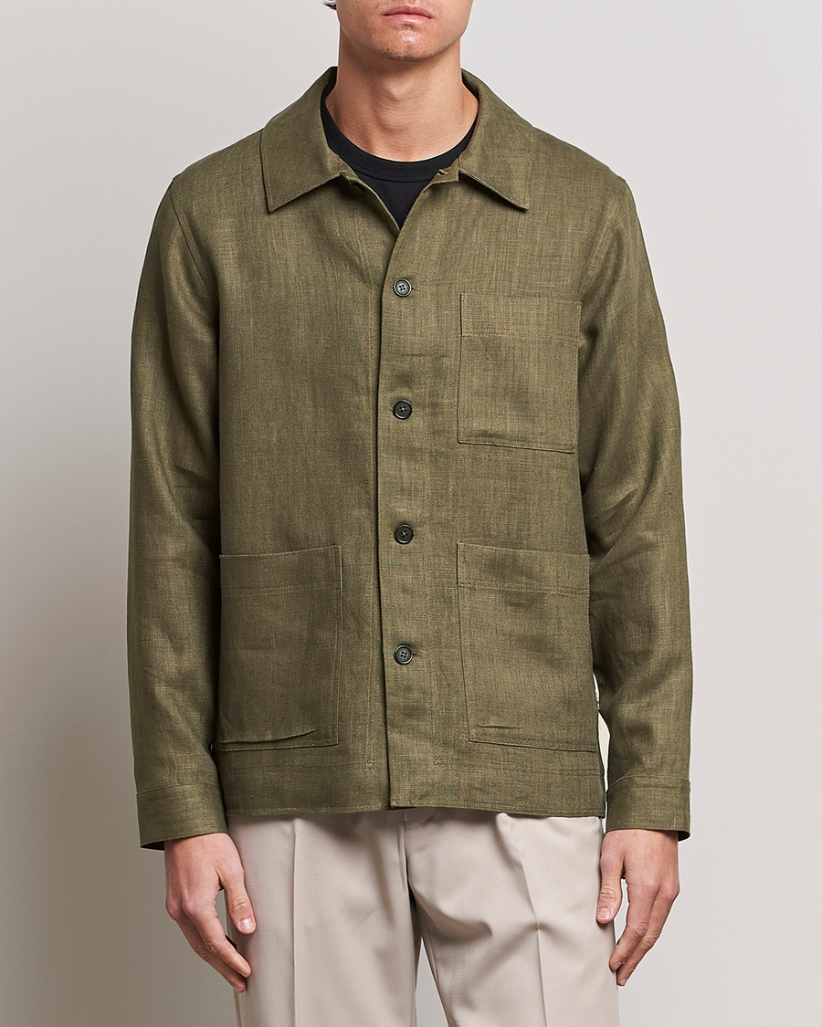 Herren | Hemden | NN07 | Olav Linen Overshirt Army