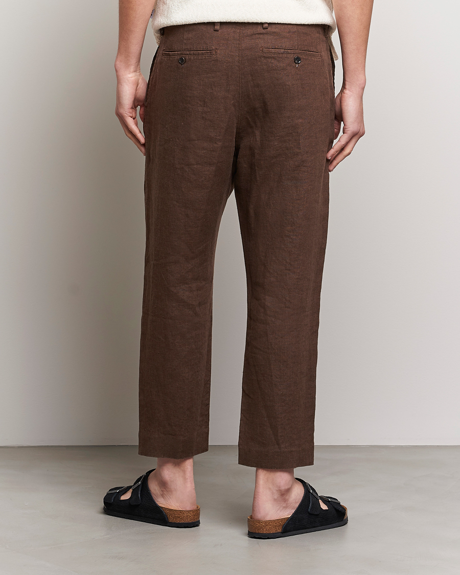 Herren | Hosen | NN07 | Bill Pleated Linen Trousers Brown
