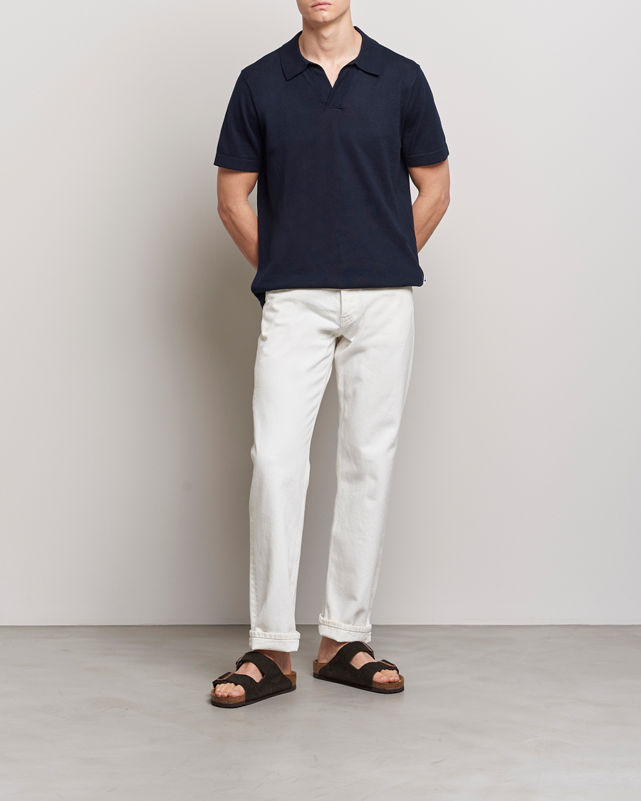 Herren | Poloshirts | NN07 | Ryan Cotton/Linen Polo Navy Blue