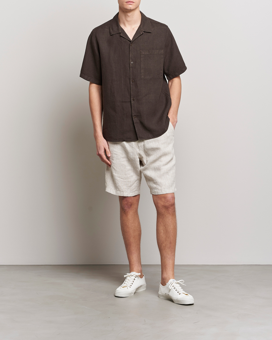 Herren | Hemden | NN07 | Julio Linen Resort Shirt Brown