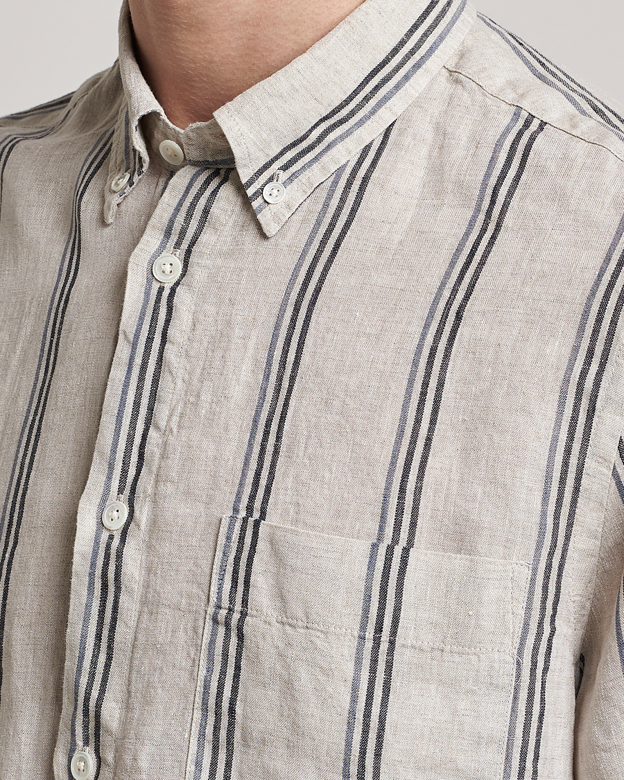 Herren | Hemden | NN07 | Arne Strinped Linen Shirt Oat