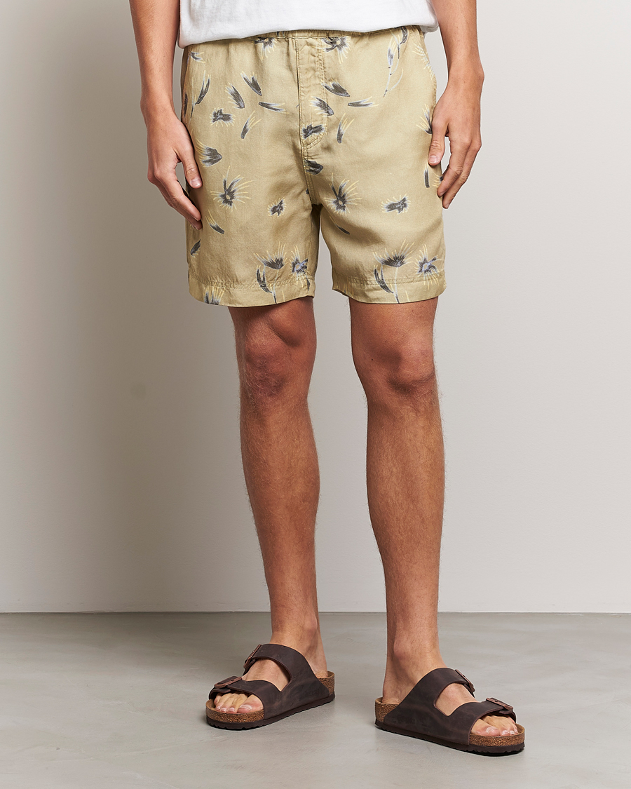 Herren | Shorts | NN07 | Warren Tencel/Linen Printed Shorts Pale Olive
