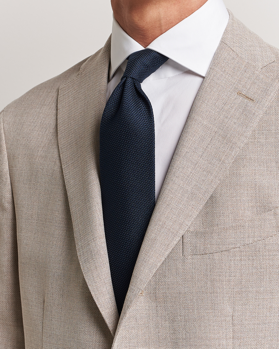 Herren | Finamore Napoli Grenadine Silk Tie Navy | Finamore Napoli | Grenadine Silk Tie Navy