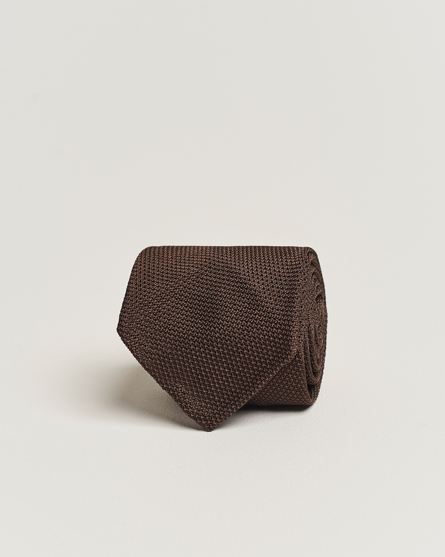 Herren | Finamore Napoli Grenadine Silk Tie Dark Brown | Finamore Napoli | Grenadine Silk Tie Dark Brown