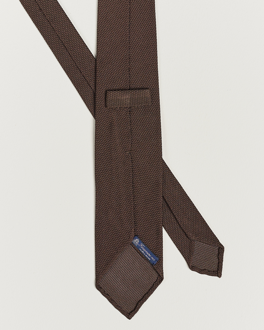 Herren | Finamore Napoli Grenadine Silk Tie Dark Brown | Finamore Napoli | Grenadine Silk Tie Dark Brown