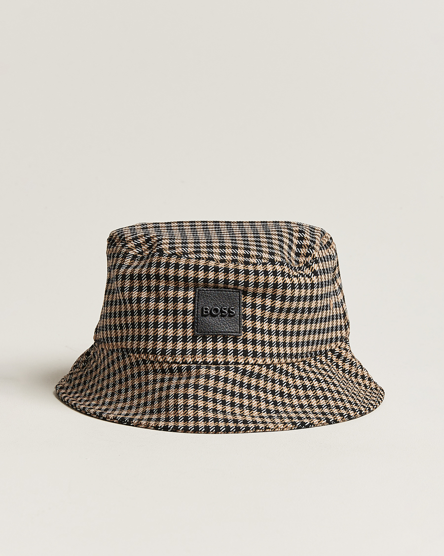 Herren | BOSS BLACK Saul Checked Bucket Hat Medium Beige | BOSS BLACK | Saul Checked Bucket Hat Medium Beige