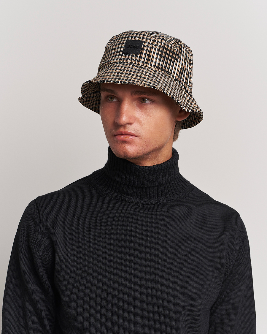Herren | BOSS BLACK Saul Checked Bucket Hat Medium Beige | BOSS BLACK | Saul Checked Bucket Hat Medium Beige