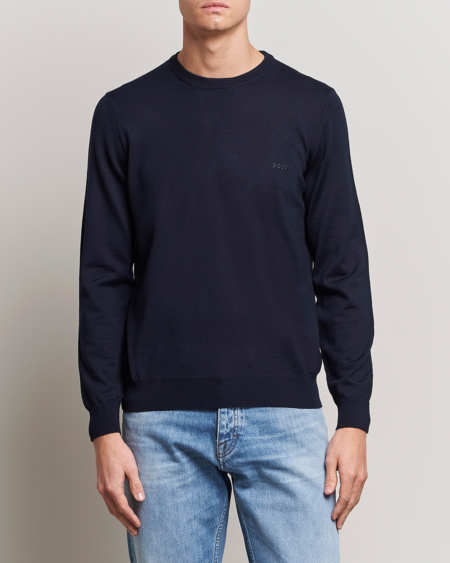 Herren | Pullover | BOSS BLACK | Botto Merino Knitted Pullover Dark Blue