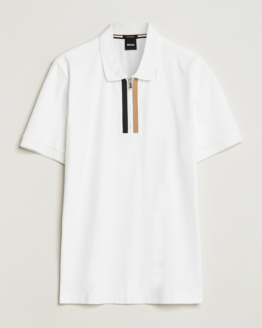 Herren | Poloshirts | BOSS BLACK | Paras Half Zip Polo White