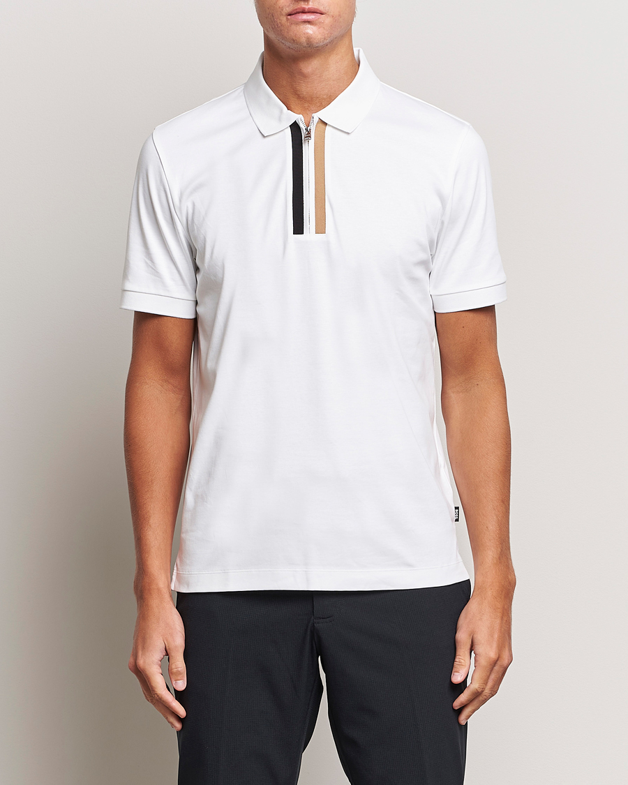 Herren | Poloshirts | BOSS BLACK | Paras Half Zip Polo White