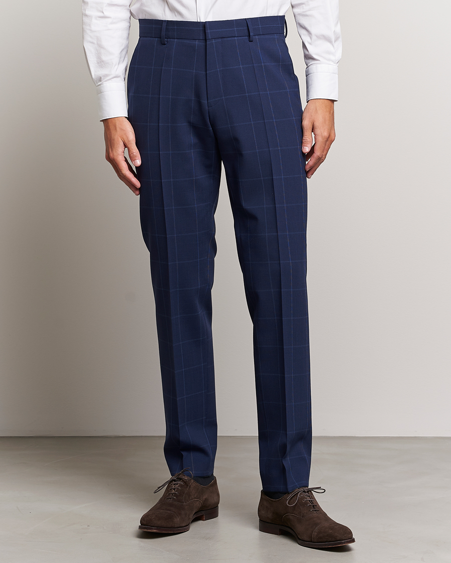 Herren | Sale | BOSS BLACK | Genius Checked Suit Trousers Dark Blue
