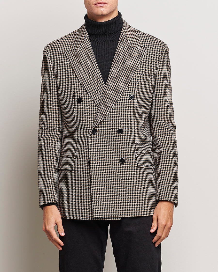 Herren | Sakkos | BOSS BLACK | Carper Tweed Checked Double Breasted Blazer Beige