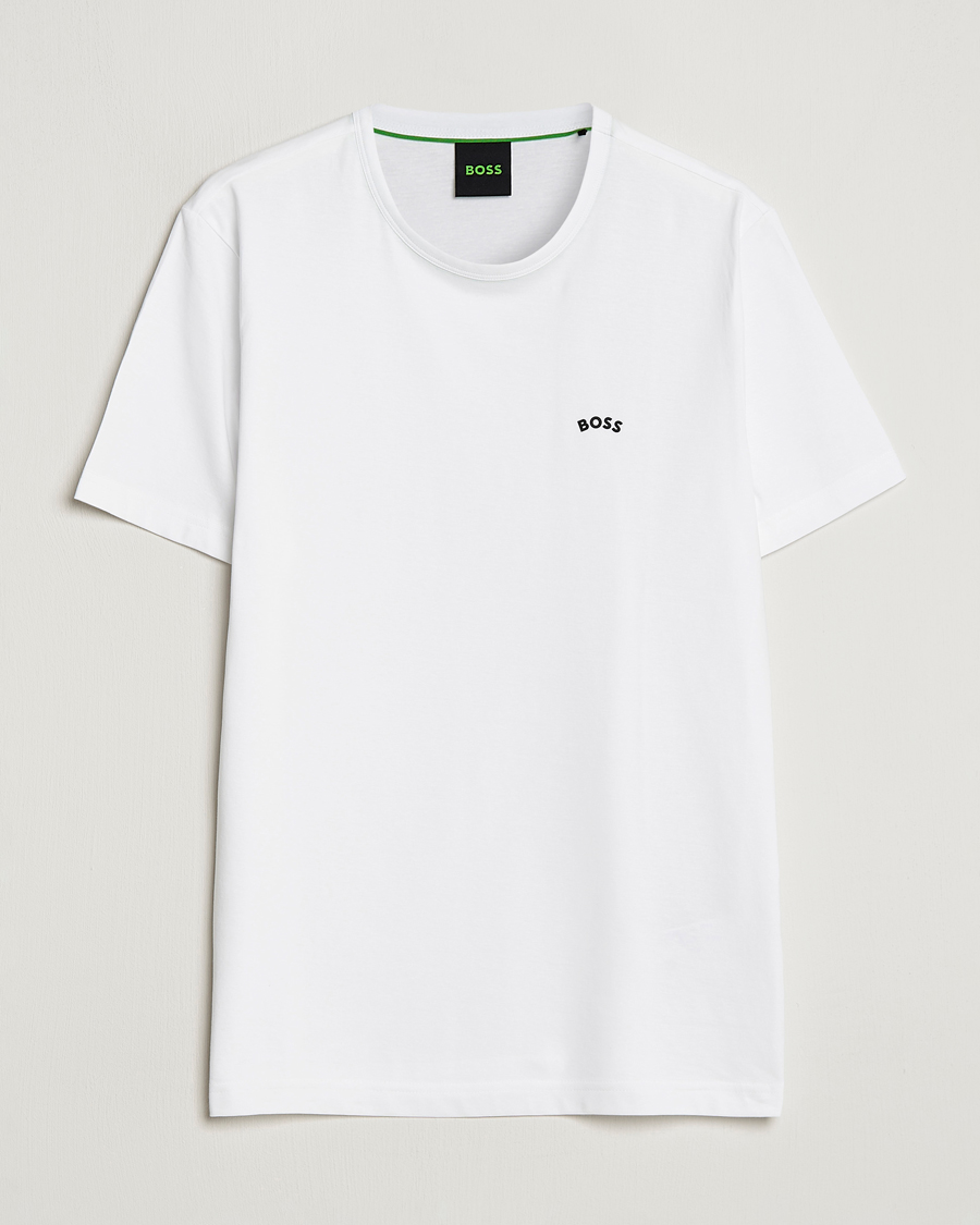Herren | T-Shirts | BOSS GREEN | Curved Logo Crew Neck T-Shirt Natural