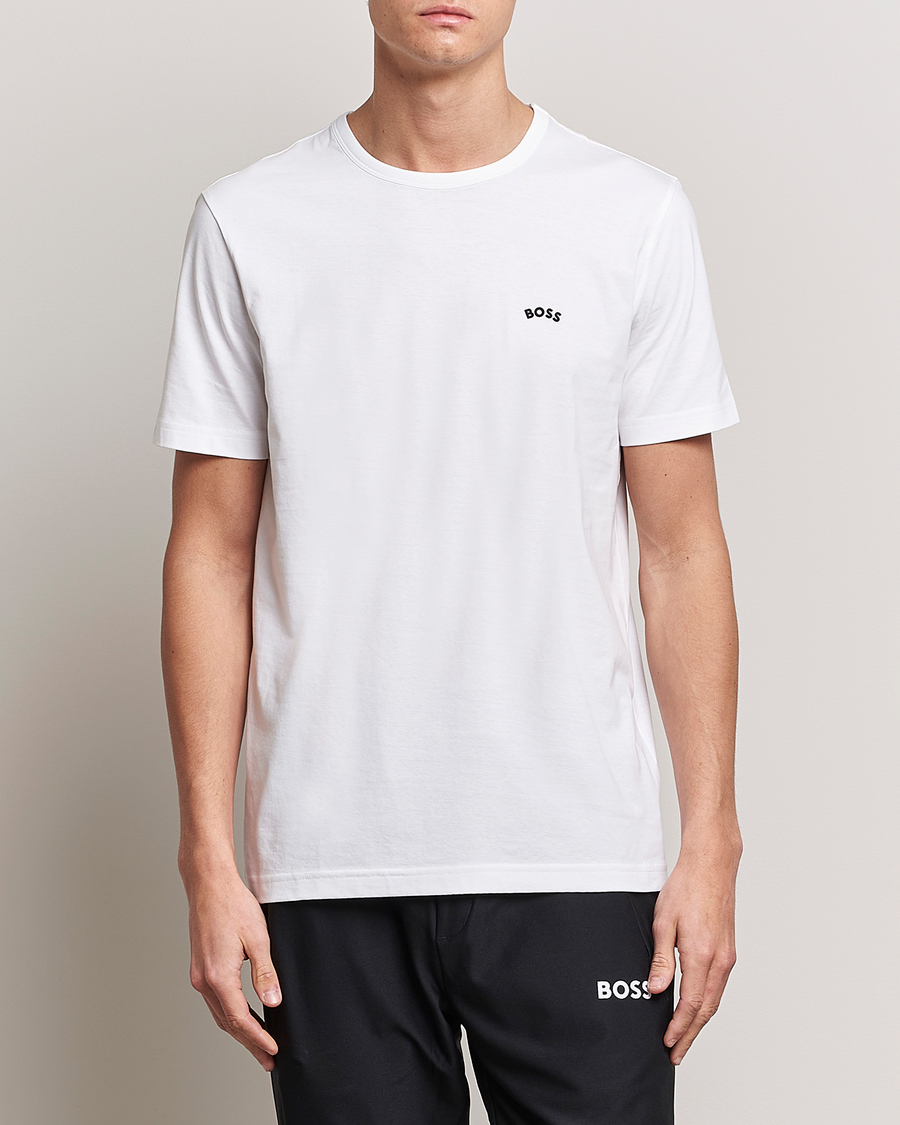 Herren | T-Shirts | BOSS GREEN | Curved Logo Crew Neck T-Shirt Natural