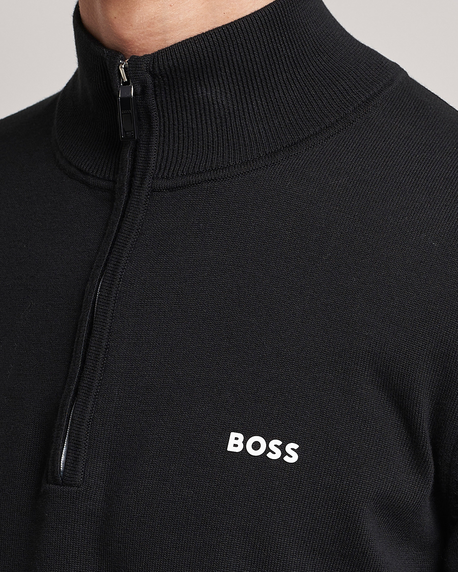 Herren | Pullover | BOSS GREEN | Zallo Knitted Half Zip Sweater Black
