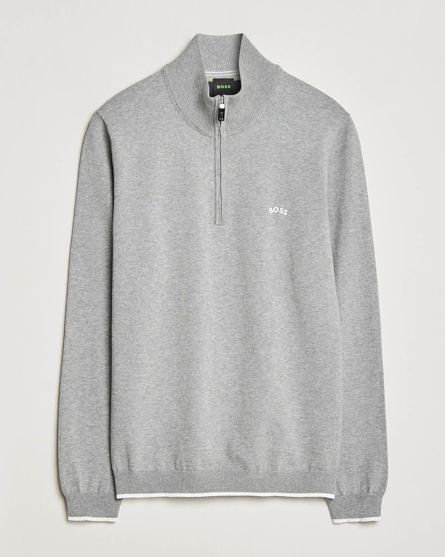 Herren | Pullover | BOSS GREEN | Zallo Knitted Half Zip Sweater Light Grey
