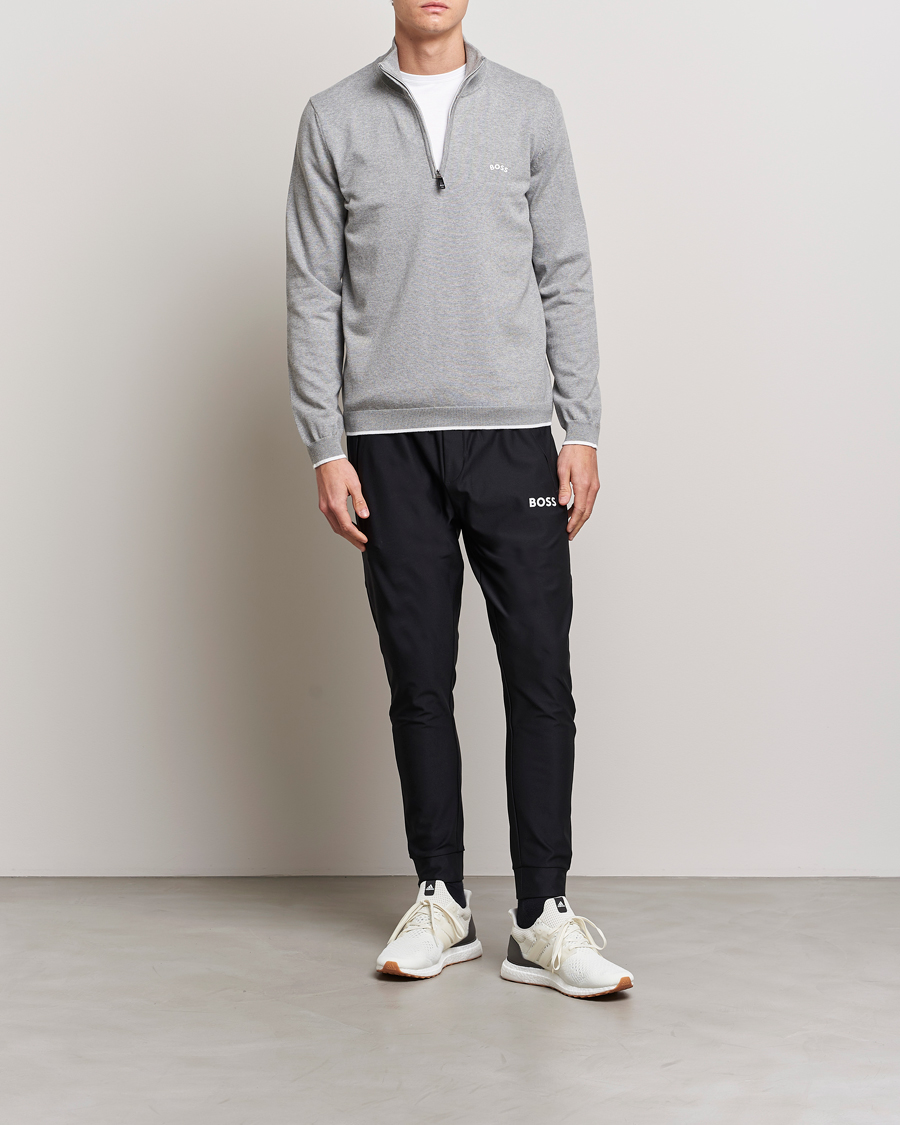 Herren | Pullover | BOSS GREEN | Zallo Knitted Half Zip Sweater Light Grey