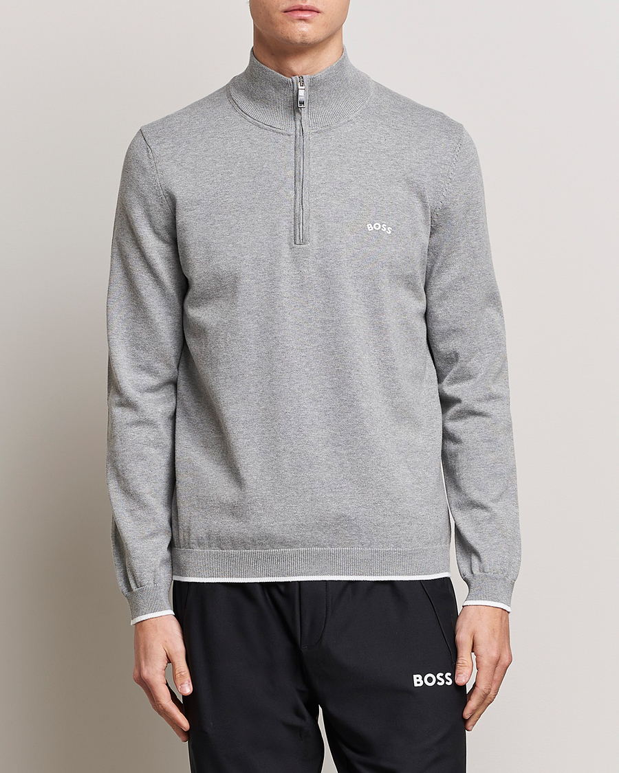 Herren | Pullover | BOSS GREEN | Zallo Knitted Half Zip Sweater Light Grey