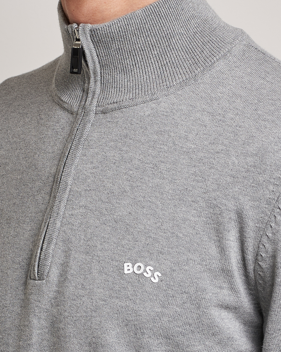 Herren | Pullover | BOSS GREEN | Zallo Knitted Half Zip Sweater Light Grey