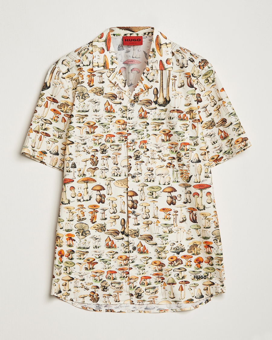 Herren | Hemden | HUGO | Ellino Mushroom Short Sleeve Shirt Beige Overflow