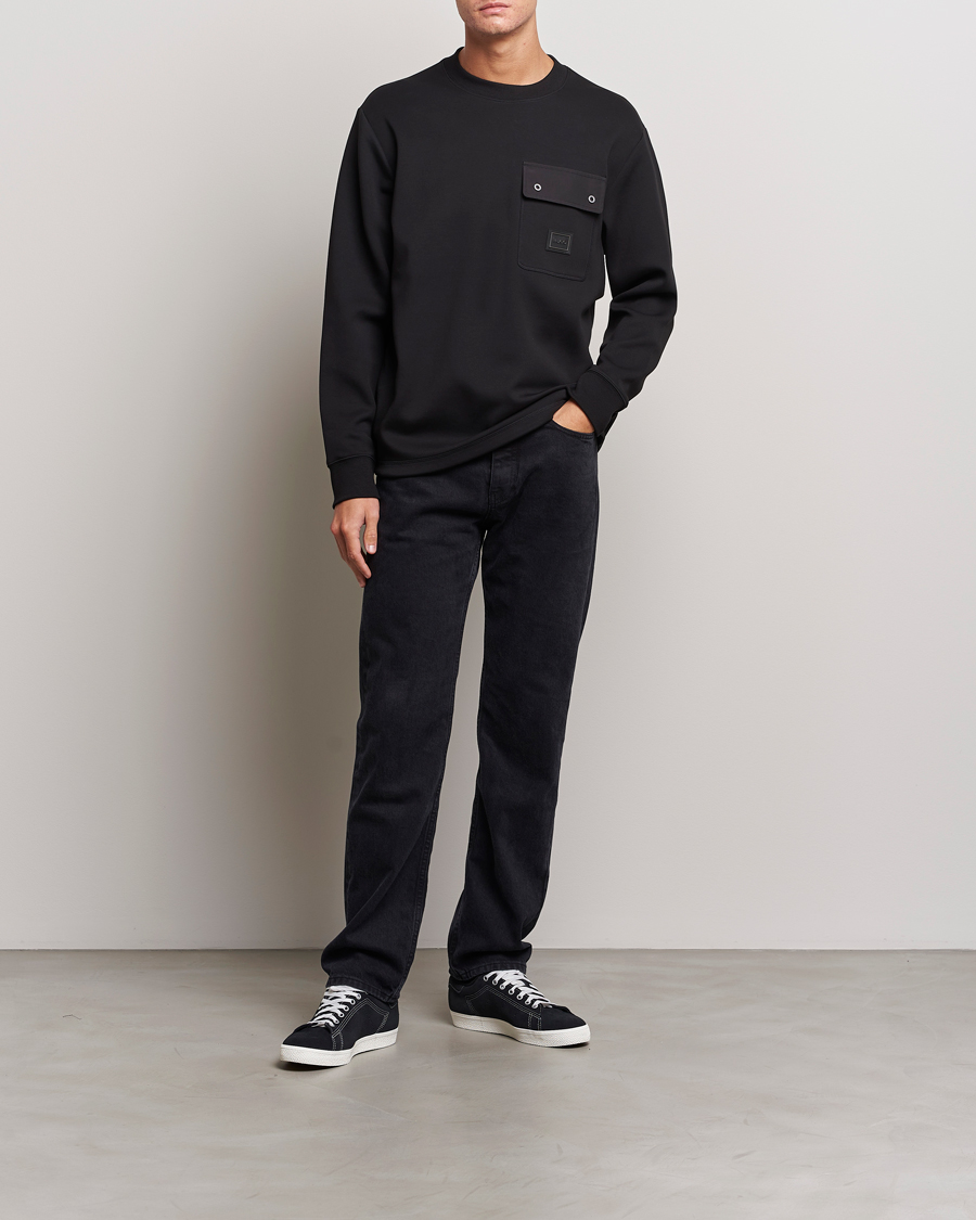 Herren | Pullover | HUGO | Dhaluli Pocket Crew Neck Sweatshirt Black