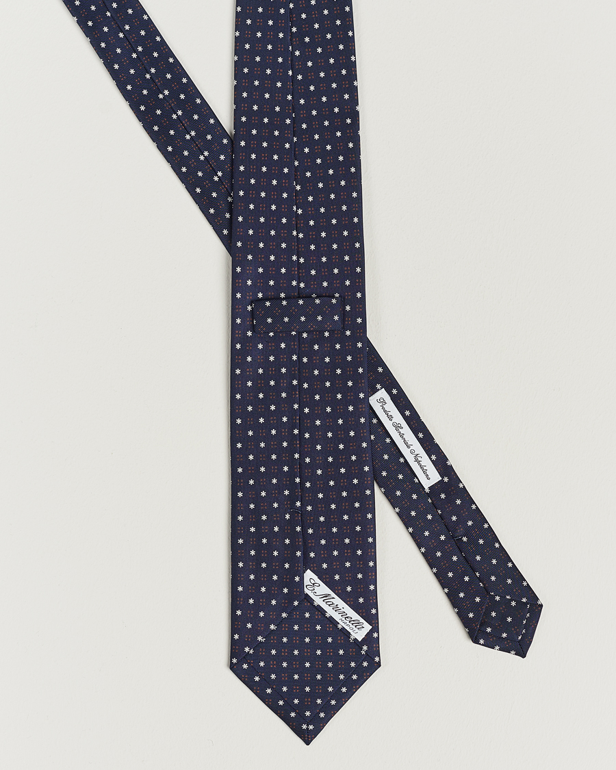 Herren | E. Marinella 3-Fold Printed Silk Tie Navy | E. Marinella | 3-Fold Printed Silk Tie Navy