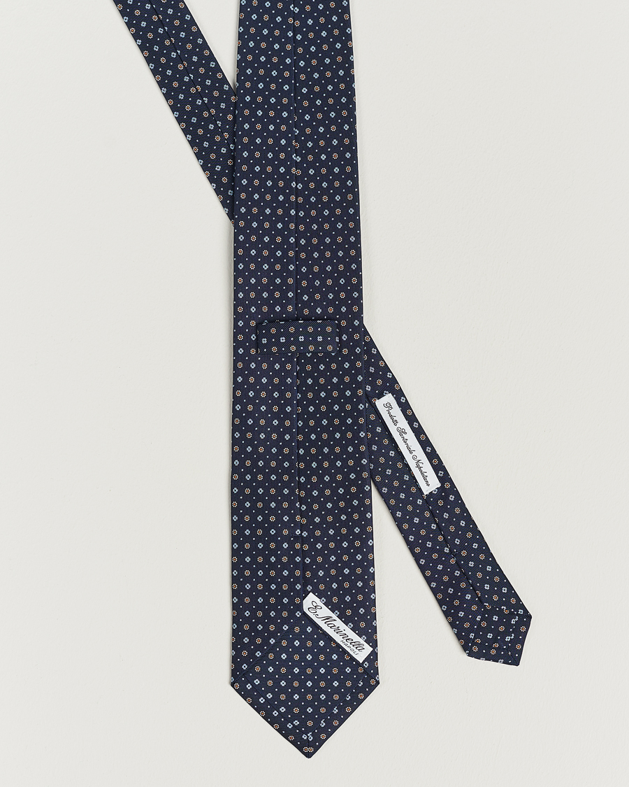 Herren | E. Marinella 3-Fold Printed Silk Tie Navy | E. Marinella | 3-Fold Printed Silk Tie Navy