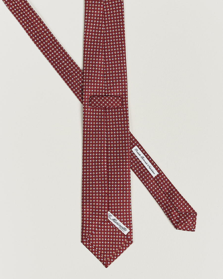 Herren | E. Marinella 3-Fold Printed Silk Tie Burgundy | E. Marinella | 3-Fold Printed Silk Tie Burgundy