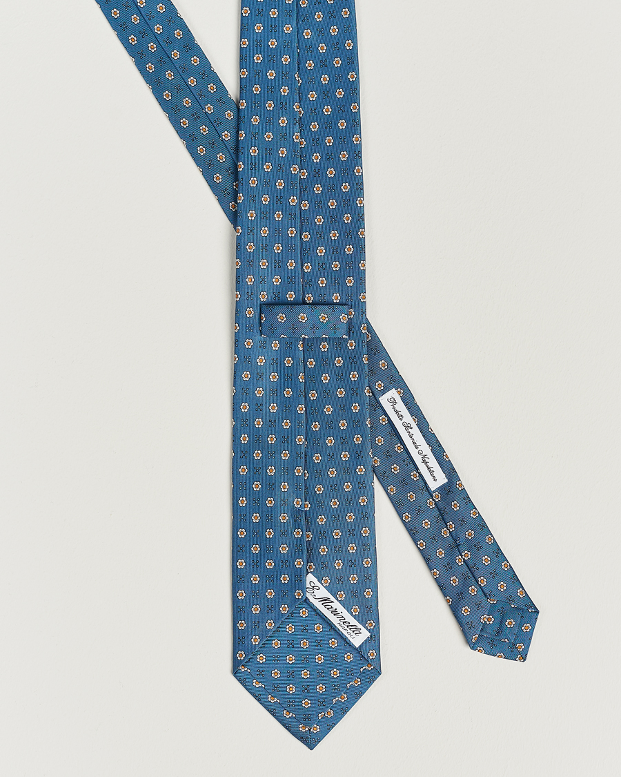 Herren | E. Marinella 3-Fold Printed Silk Tie Blue | E. Marinella | 3-Fold Printed Silk Tie Blue