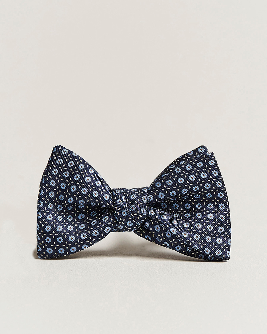 Herren | E. Marinella Printed Silk Bow Tie Navy | E. Marinella | Printed Silk Bow Tie Navy