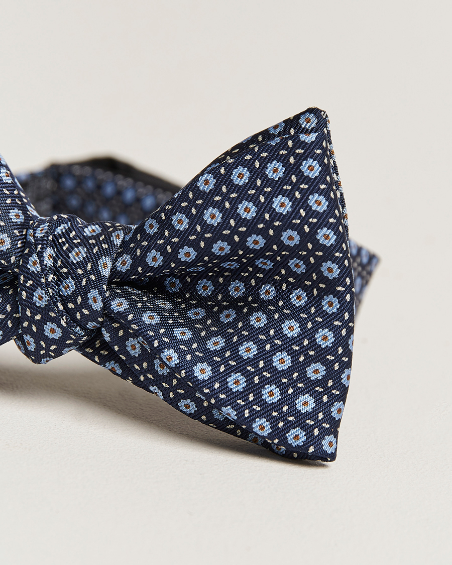 Herren | E. Marinella Printed Silk Bow Tie Navy | E. Marinella | Printed Silk Bow Tie Navy