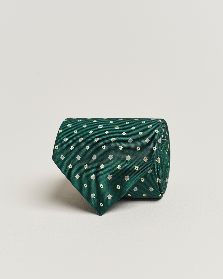 Herren | E. Marinella 3-Fold Printed Silk Tie Racing Green | E. Marinella | 3-Fold Printed Silk Tie Racing Green