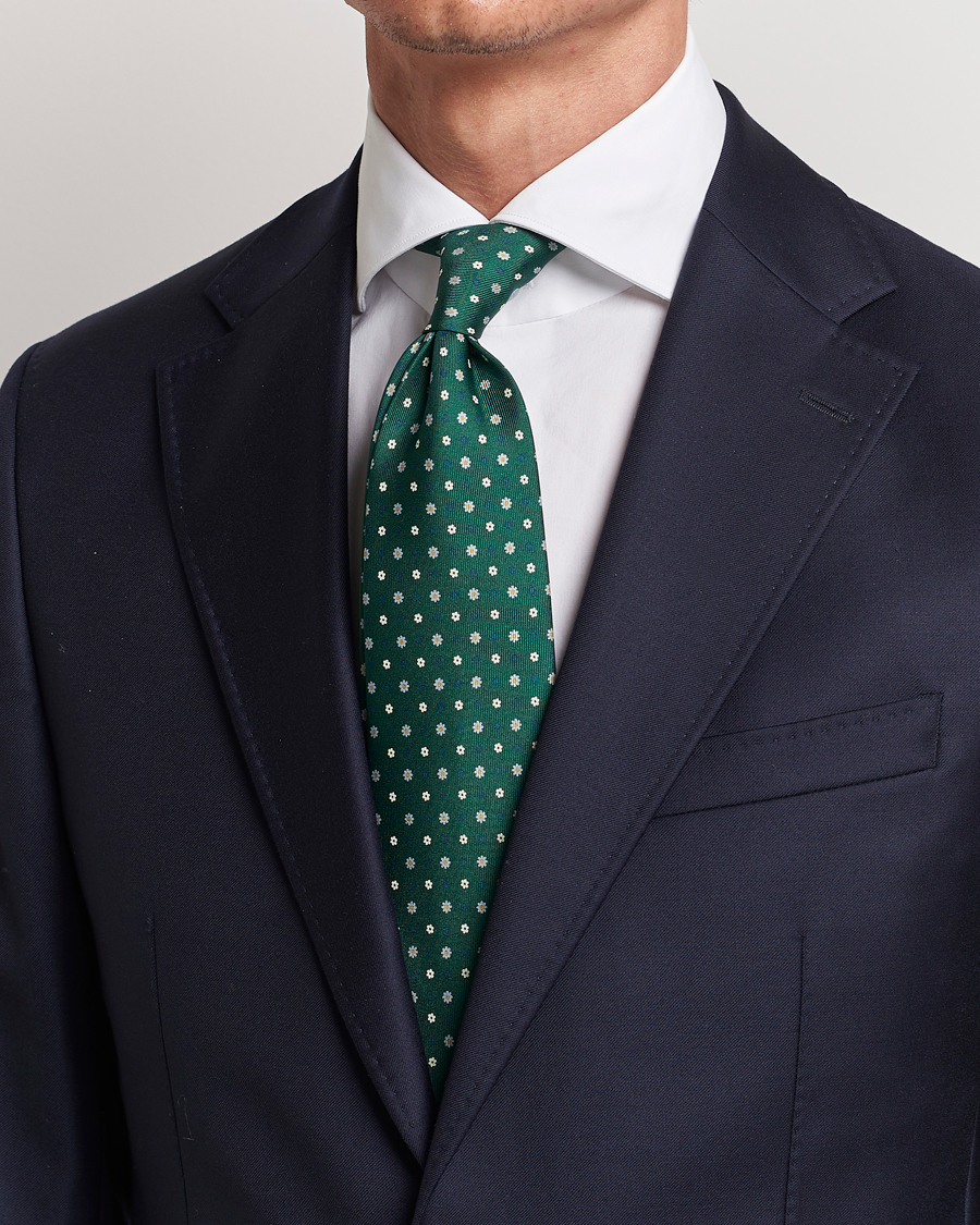 Herren | E. Marinella 3-Fold Printed Silk Tie Racing Green | E. Marinella | 3-Fold Printed Silk Tie Racing Green