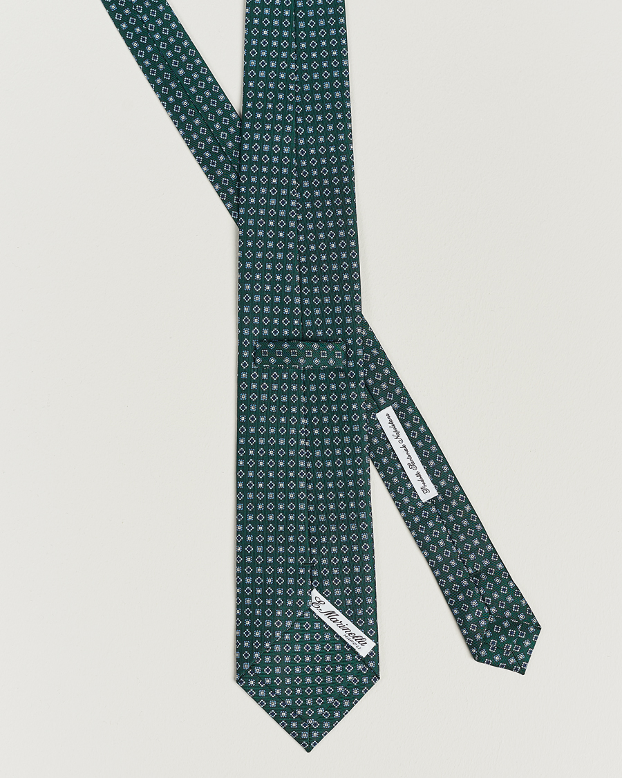 Herren | E. Marinella 3-Fold Printed Silk Tie Dark Green | E. Marinella | 3-Fold Printed Silk Tie Dark Green