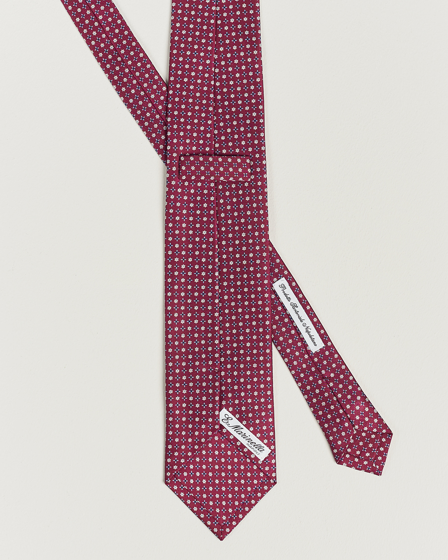 Herren | E. Marinella 3-Fold Printed Silk Tie Dark Pink | E. Marinella | 3-Fold Printed Silk Tie Dark Pink