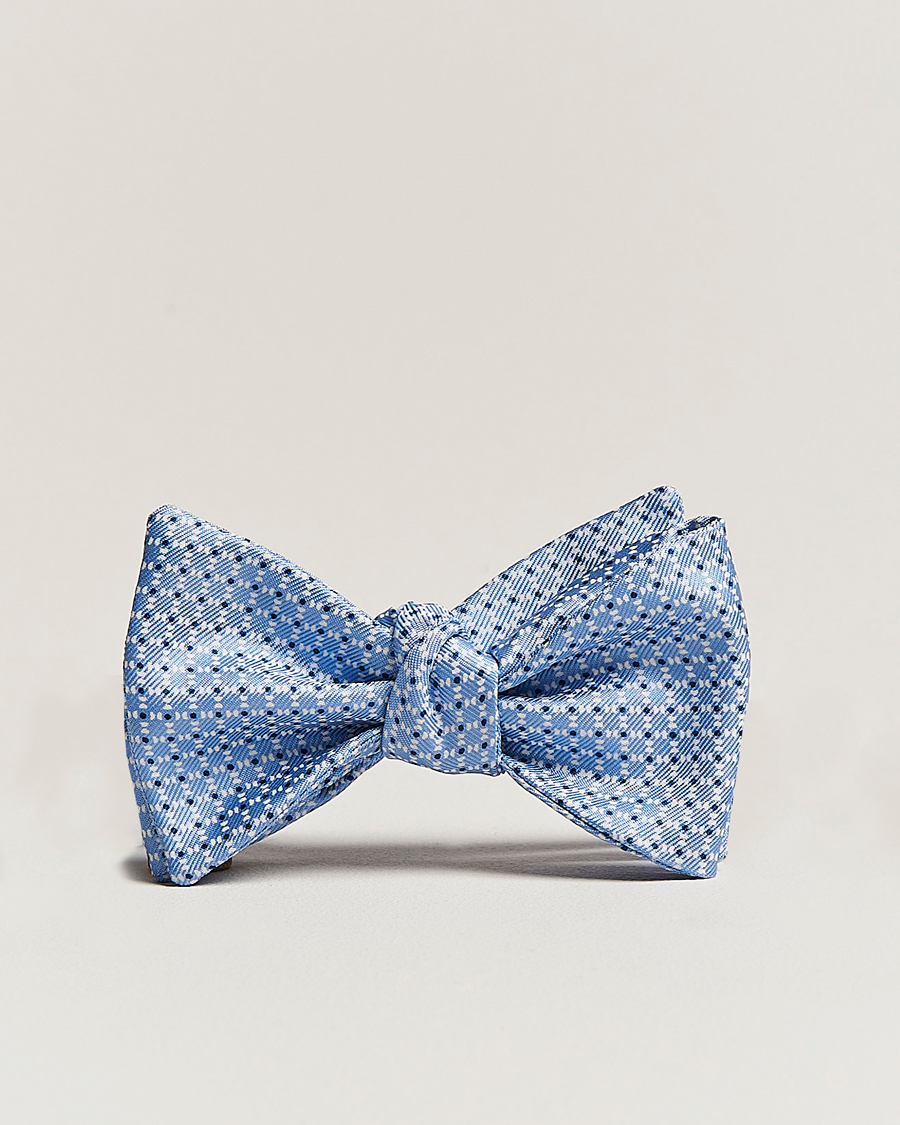 Herren | E. Marinella Printed Silk Bow Tie Light Blue | E. Marinella | Printed Silk Bow Tie Light Blue