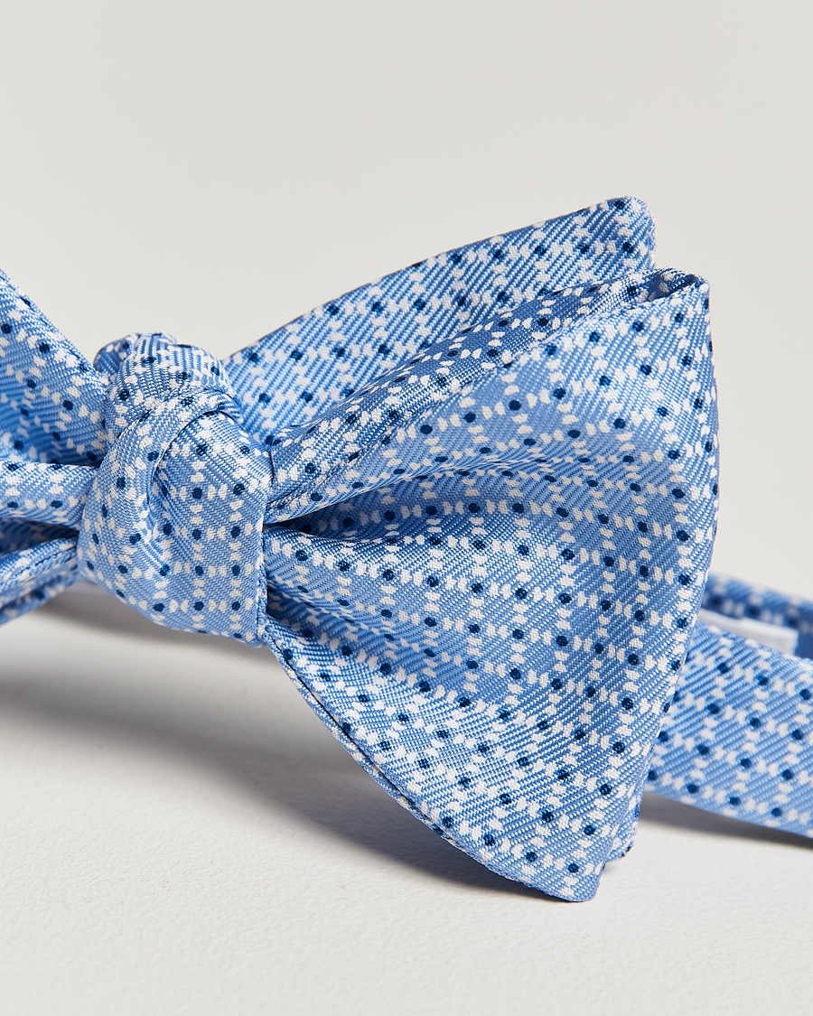 Herren | E. Marinella Printed Silk Bow Tie Light Blue | E. Marinella | Printed Silk Bow Tie Light Blue