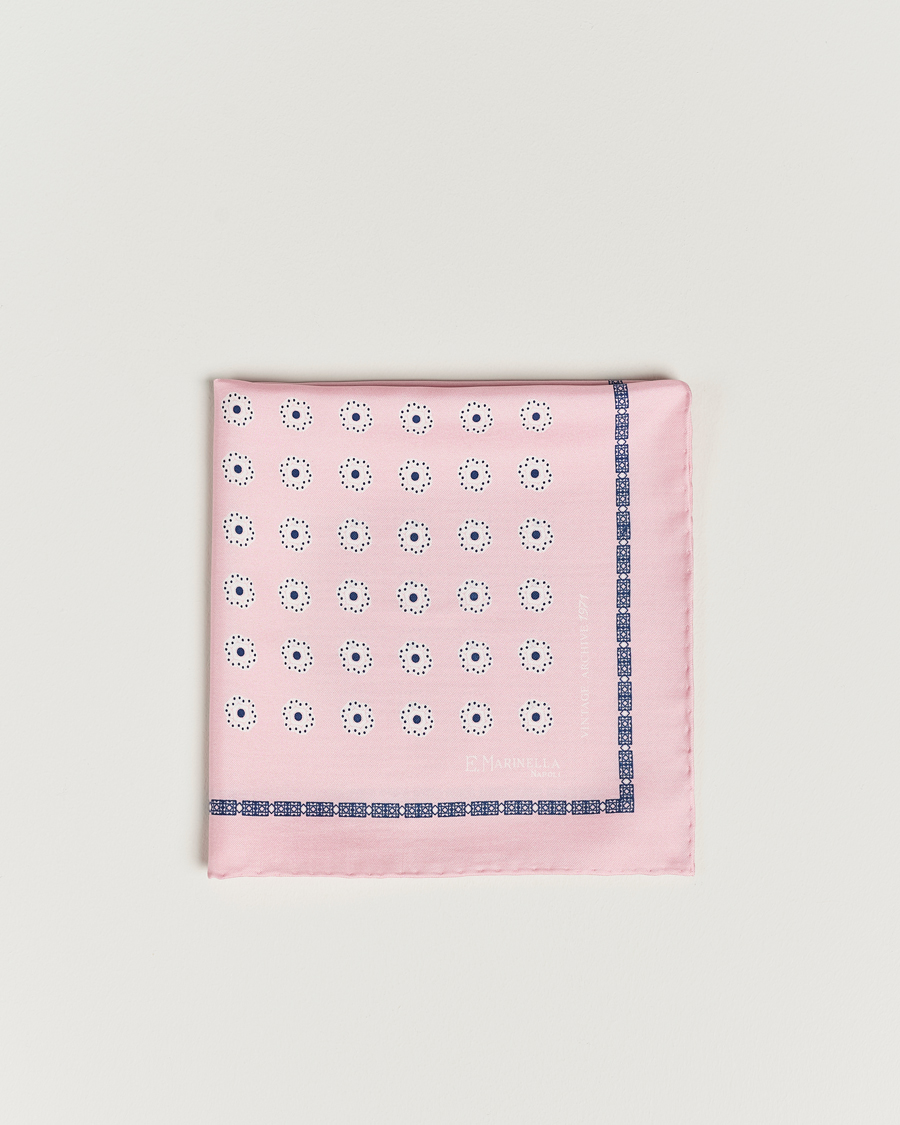 Herren | E. Marinella Printed Silk Pocket Square Pink | E. Marinella | Printed Silk Pocket Square Pink