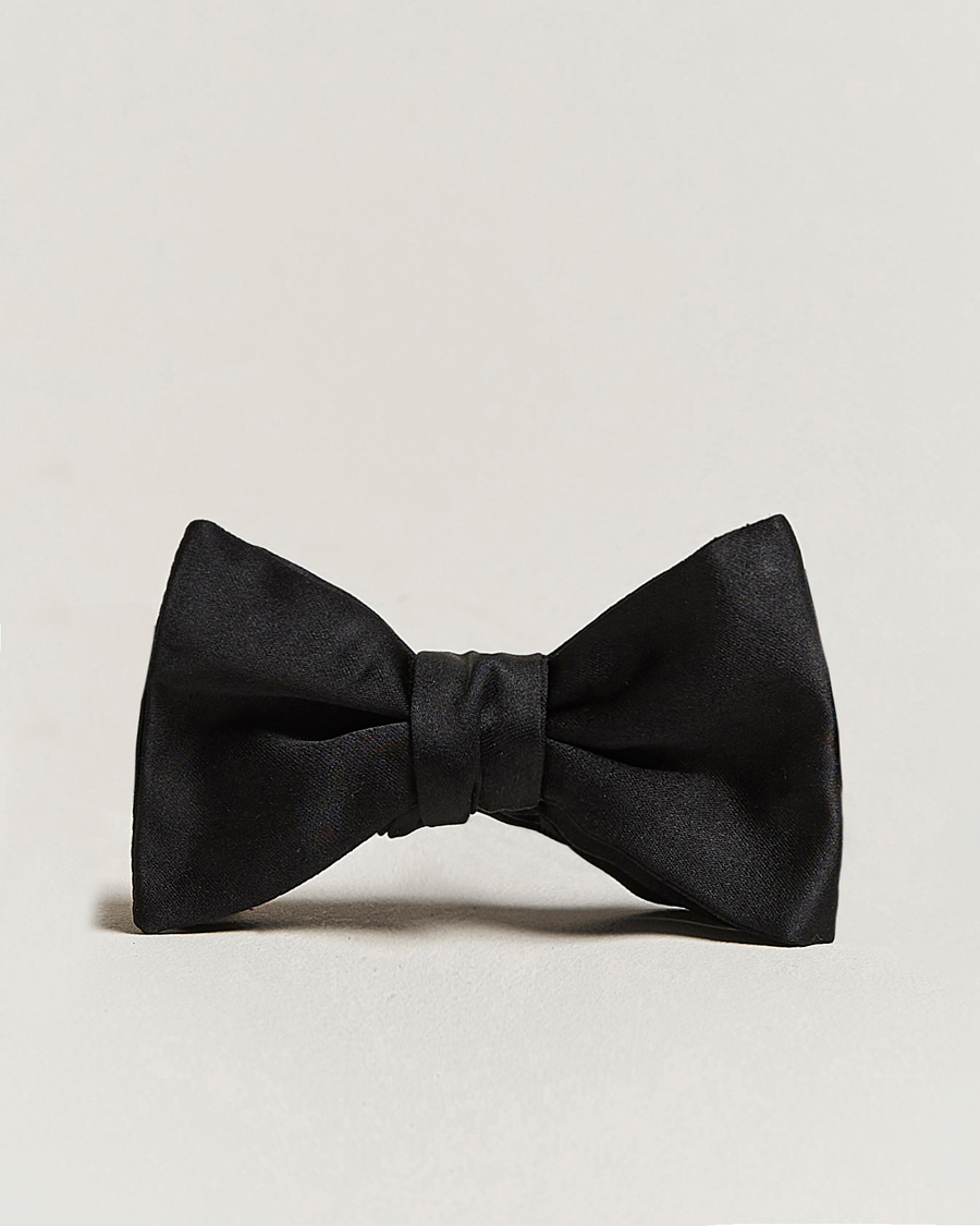 Herren | E. Marinella Silk Bow Tie Black Satin | E. Marinella | Silk Bow Tie Black Satin
